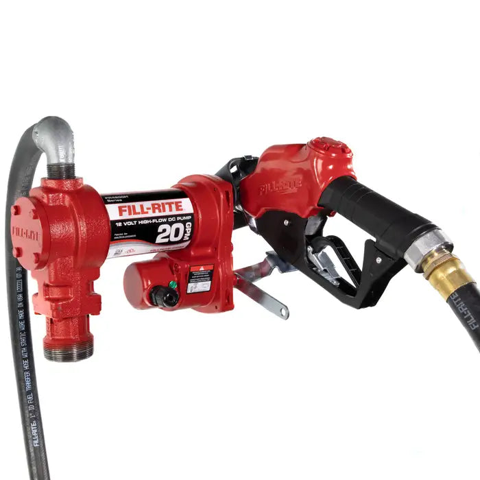 Fill-Rite 12V DC 20GPM Heavy Duty Fuel Transfer Pump With Ultra Hi-Flow Auto Nozzle