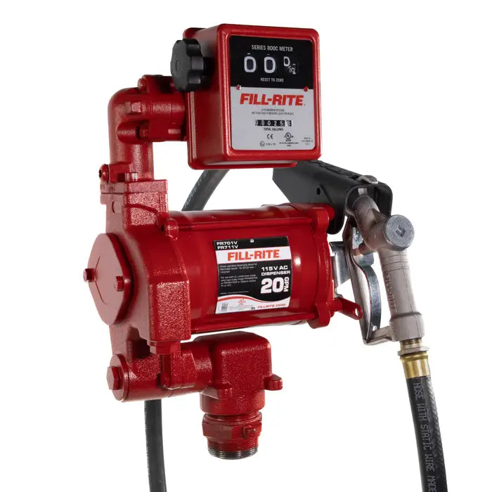 Fill-Rite 115V AC 20GPM Heavy Duty Fuel Transfer Pump With Meter and Manual Nozzle