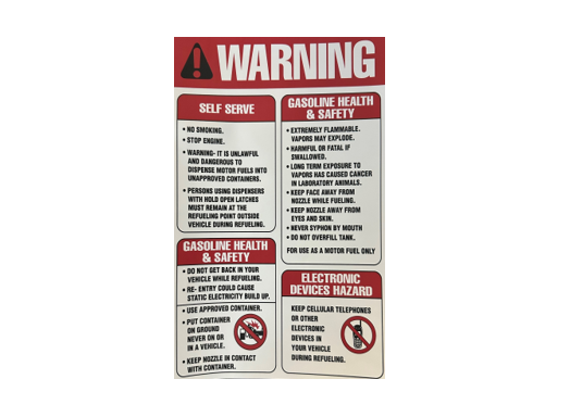 8X12 Gas Pump Warning Decal – Parts For Gas Pumps