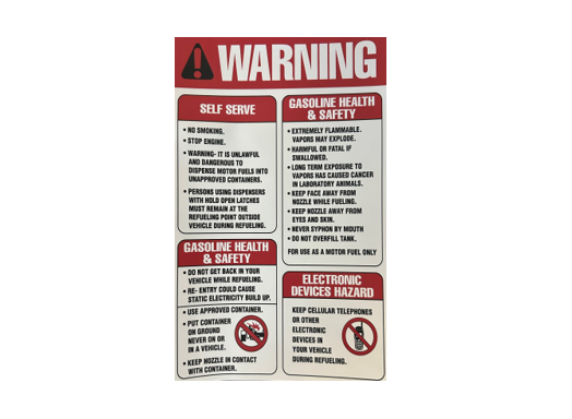 8X12 Gas Pump Warning Decal